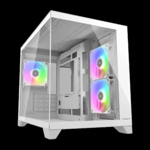 Cougar FV150 Mini RGB Gaming Case Mini Tower microATX, Up to 400mm GPU Supported, Pre-Installed Fans 2x120mm F-RGB M/B Side and 1x120mm F-RGB Rear, White