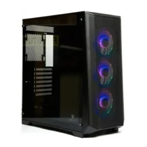 GFury Pluto GF-390 Tempered Glass Mid-Tower ATX Gaming Case, 3x ARGB Fans, Black