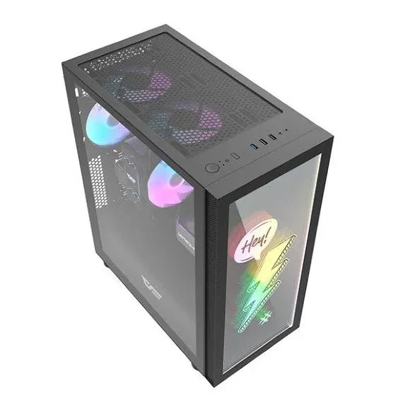 DarkFlash DK210 Graffiti ATX Gaming PC Case - Black - Image 5