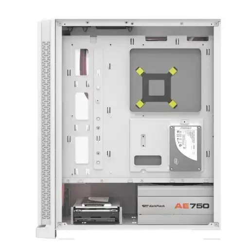 DarkFlash DK361 ATX PC Case with 4 RGB Fans, Hexagon Mesh Front Panel, Tempered Glass Side Panel, Supports Up to 6x Fans & 360mm Radiator, I/O with USB 3.0 Port, White - Image 5