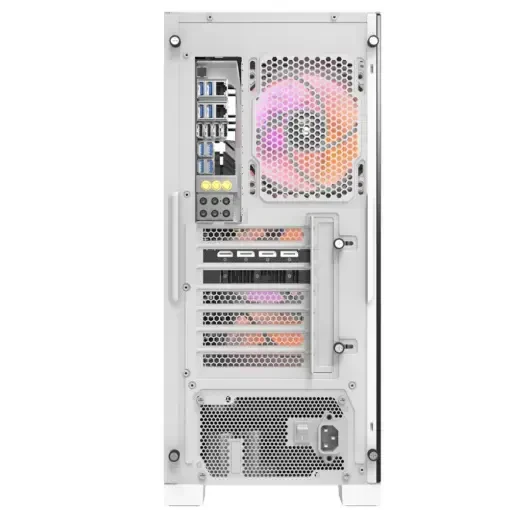 DarkFlash DK361 ATX PC Case with 4 RGB Fans, Hexagon Mesh Front Panel, Tempered Glass Side Panel, Supports Up to 6x Fans & 360mm Radiator, I/O with USB 3.0 Port, White - Image 7