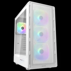 Cougar Airface Pure RGB ATX Mid Tower PC Case, Tempered Glass, Perforated Front Panel, Up to 240mm Radiator Support, Pre-Installed F-RGB Fans - White