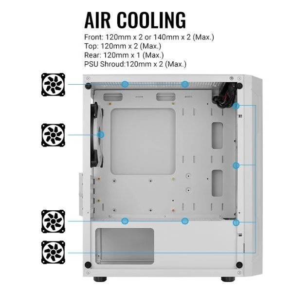 AeroCool Trinity Mini White RGB Mini-Tower microATX Case - Image 3