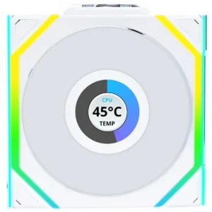 Lian Li UNI Fan SL LCD Wireless (Reverse Blade) 120mm ARGB Fan - Single Pack, 1.6" LCD, 2.4 GHz Wireless Signal for RGB & Fan Control, Controller NOT Included & Required - White