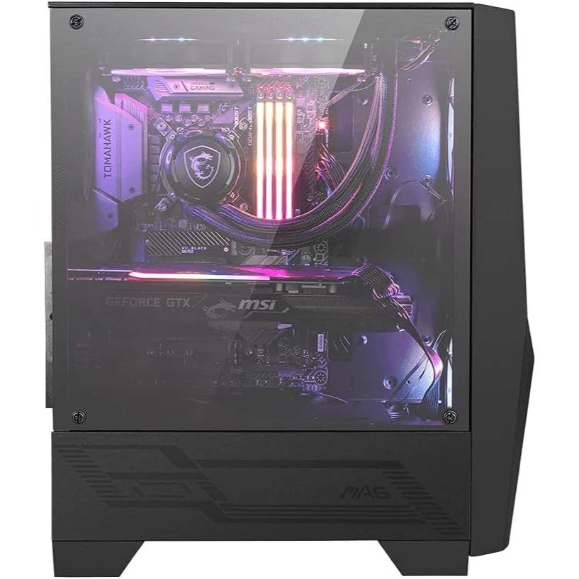 MSI MAG Forge 100R Mid Tower Gaming Computer Case - Black, 2x 120 mm ARGB PWM Fan, 1x 120 mm Fan, 1-6 ARGB Hub, Mystic Light Sync, Tempered Glass Panel, ATX, mATX, Mini-ITX - Image 3