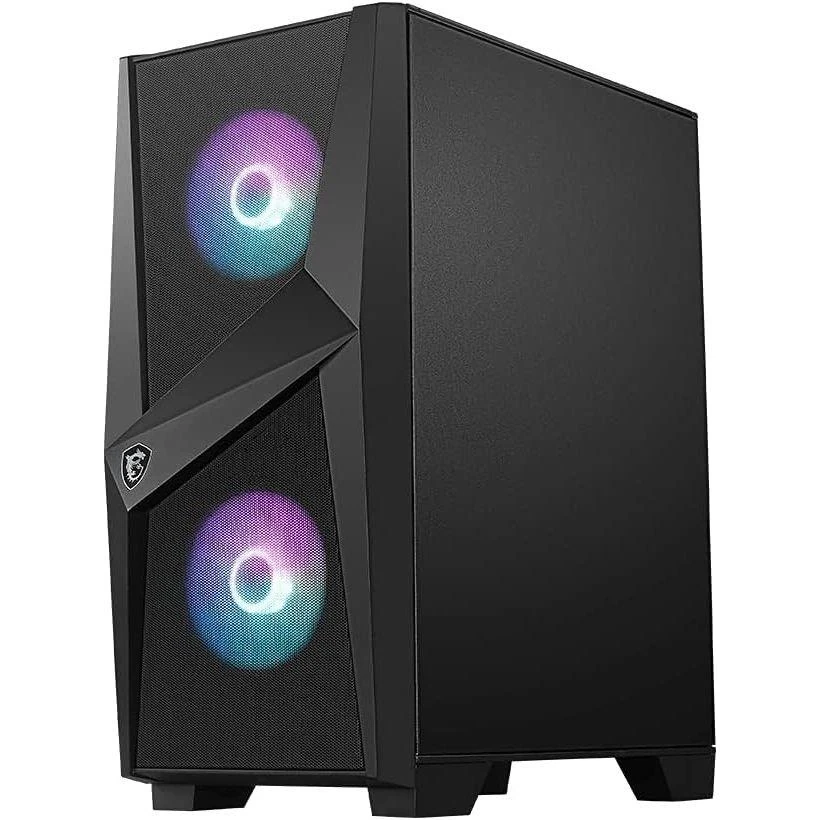 MSI MAG Forge 100R Mid Tower Gaming Computer Case - Black, 2x 120 mm ARGB PWM Fan, 1x 120 mm Fan, 1-6 ARGB Hub, Mystic Light Sync, Tempered Glass Panel, ATX, mATX, Mini-ITX - Image 4