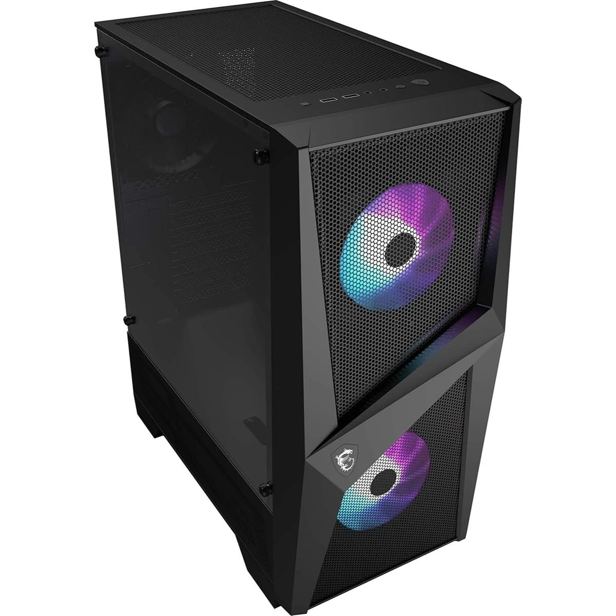 MSI MAG Forge 100R Mid Tower Gaming Computer Case - Black, 2x 120 mm ARGB PWM Fan, 1x 120 mm Fan, 1-6 ARGB Hub, Mystic Light Sync, Tempered Glass Panel, ATX, mATX, Mini-ITX - Image 6