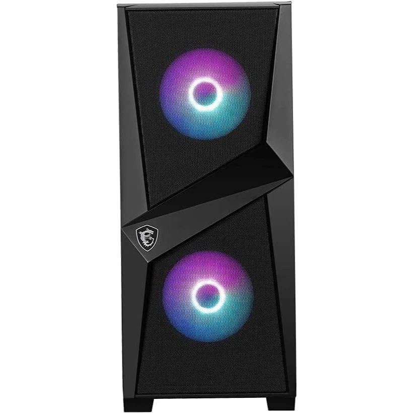 MSI MAG Forge 100R Mid Tower Gaming Computer Case - Black, 2x 120 mm ARGB PWM Fan, 1x 120 mm Fan, 1-6 ARGB Hub, Mystic Light Sync, Tempered Glass Panel, ATX, mATX, Mini-ITX - Image 7