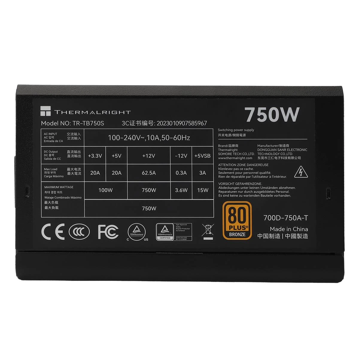 Thermalright TB-750S 750W 80 Plus Bronze Power Supply - Image 3