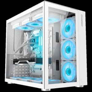 Gamemax Infinity WH Tempered Glass ATX Mid Tower Gaming Computer Case w/ Dual Tempered Glass Panels (Fans Not Included) - White