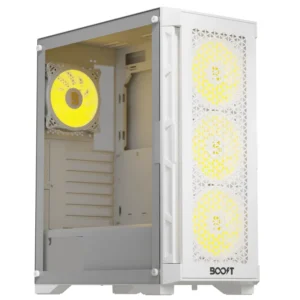 Boost Enclosure Pro Series P300 White Mid-Tower ATX Gaming Case with 4 ARGB Fans
