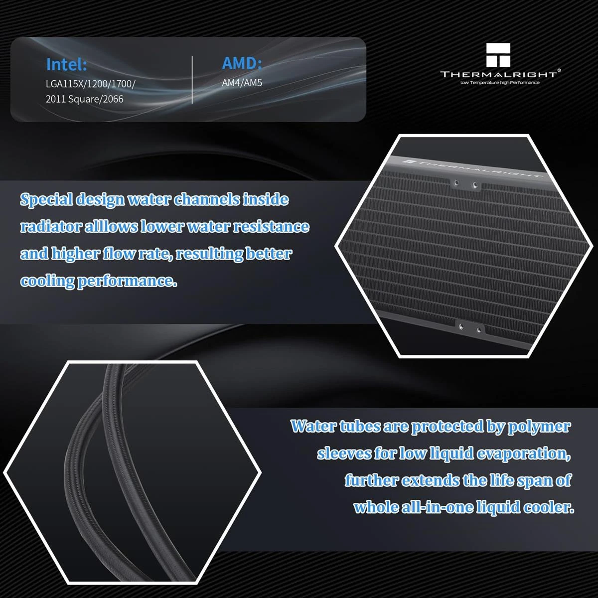 Thermalright Aqua Elite 240 V3 ARGB AIO 240mm Liquid CPU Cooler - Black - Image 3