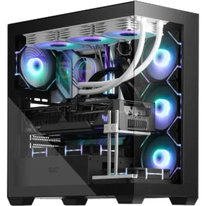 DarkFlash DS900 ATX Mid-Tower PC Case, Full View Dual Tempered Glass Gaming PC Case, Type-C Port, Supports up to 360mm Water Cooling Radiator, Black