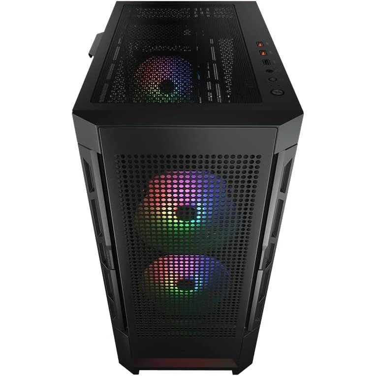 Cougar Airface RGB E-ATX Mid Tower PC Case, Tempered Glass, Mesh Front Panels, Up to 280mm Radiator Support, Pre-Installed ARGB Fans, LED Strip - Black - Image 3