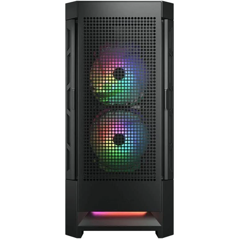 Cougar Airface RGB E-ATX Mid Tower PC Case, Tempered Glass, Mesh Front Panels, Up to 280mm Radiator Support, Pre-Installed ARGB Fans, LED Strip - Black - Image 5