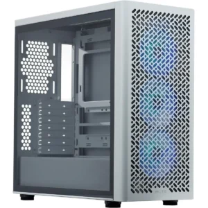 Cooler Master Elite 502 ATX High Airflow Minimalist PC Case, 410mm GPU Max, 360mm AIO Max, Type C, Tempered Glass, Triple 120mm aRGB Fan, Intakes Grill (White)