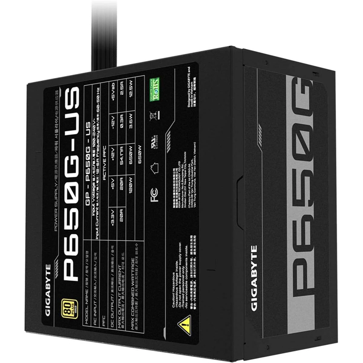 Gigabyte GP-P650G 650W 80 Plus Gold Certified Power Supply - Image 6