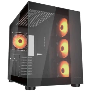 Cougar FV150 RGB Gaming Case Mid Tower, Up to 400mm GPU Supported, Pre-Installed Fans 3x120mm ARGB M/B Side and 1x120mm ARGB Rear, Black