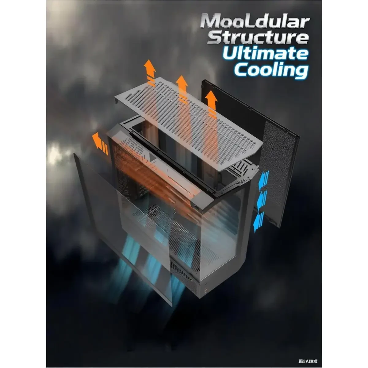 DarkFlash DY460 ATX Full-Tower PC Gaming Case, High Airflow, 330° Full-View Tempered Glass Panels, Separate PSU Chamber, Supports RTX 5090 up to 400mm, 360mm Radiator Support, USB-C, Black - Image 4