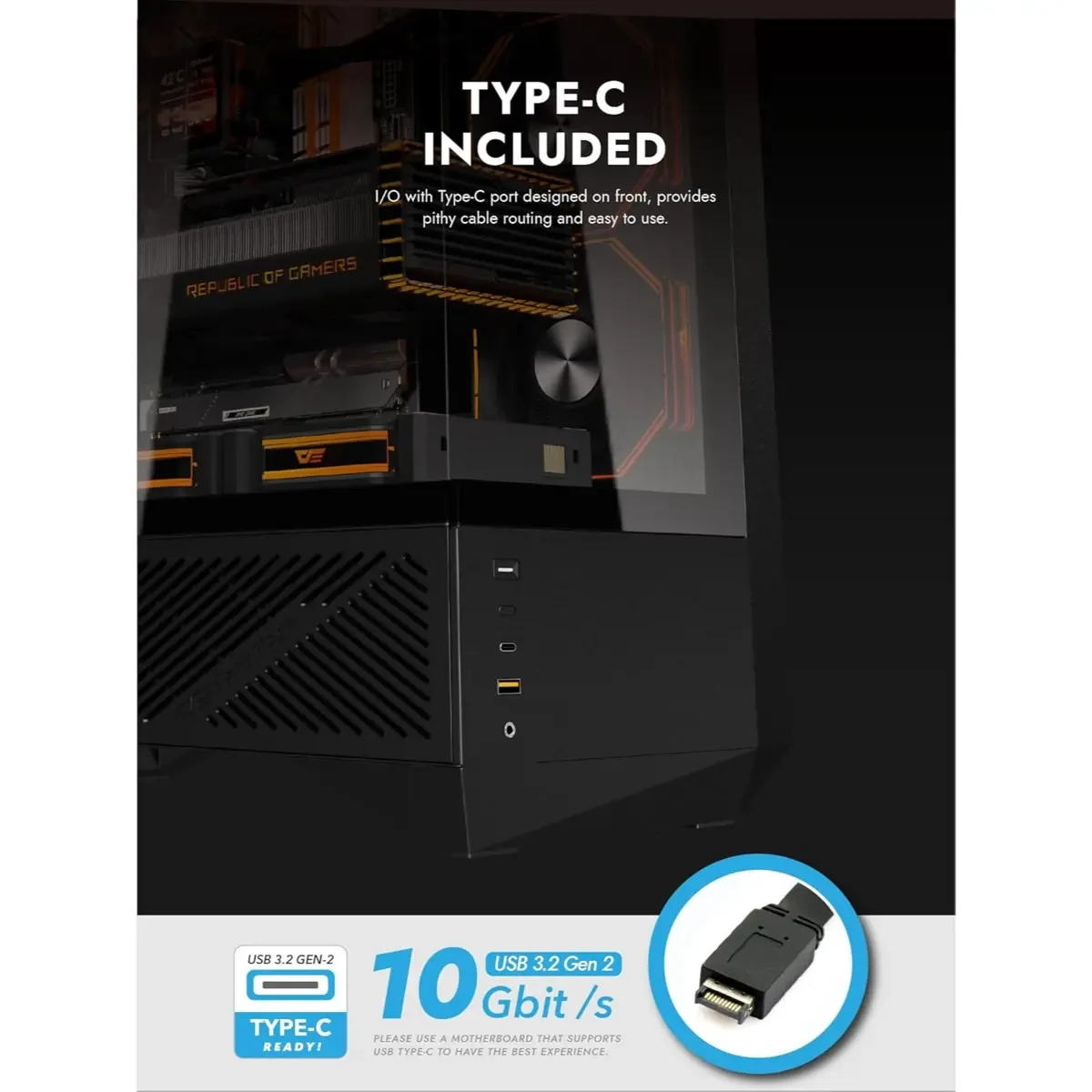 DarkFlash DY460 ATX Full-Tower PC Gaming Case, High Airflow, 330° Full-View Tempered Glass Panels, Separate PSU Chamber, Supports RTX 5090 up to 400mm, 360mm Radiator Support, USB-C, Black - Image 6