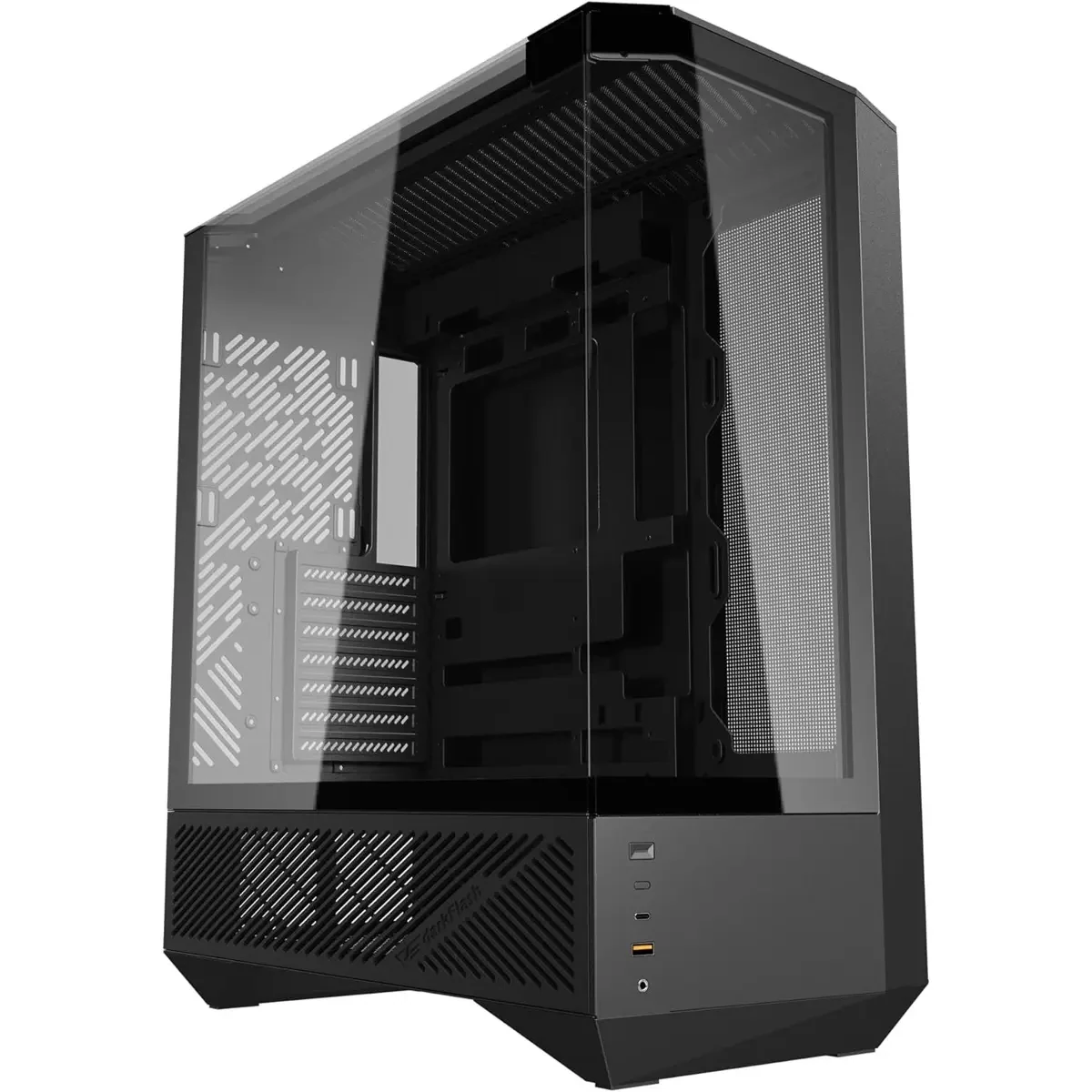 DarkFlash DY460 ATX Full-Tower PC Gaming Case, High Airflow, 330° Full-View Tempered Glass Panels, Separate PSU Chamber, Supports RTX 5090 up to 400mm, 360mm Radiator Support, USB-C, Black