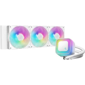 DeepCool LE360 WH V2 Liquid CPU Cooler, 360mm Radiator, 3x 120mm Pre-Installed ARGB Fan, 2100 RPM Fan Speed, 75.89 CFM Fan Airflow, Hydro Bearing Type, Anti-Leak Technology, White