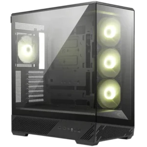 MSI MAG Pano 130R PZ Mid-Tower PC Case - High Airflow, ATX Capacity, 360 mm Radiator, Four Pre-Installed ARGB Fans, Tempered Glass Front/Side Panel - Black