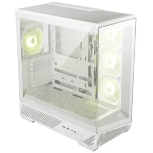 MSI MAG Pano 130R PZ Mid-Tower PC Case - High Airflow, ATX Capacity, 360 mm Radiator, Four Pre-Installed ARGB Fans, Tempered Glass Front/Side Panel - White