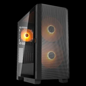 Cougar Airface Flo RGB ATX Mid Tower PC Case, Tempered Glass, Quick-Slide Front Filter Panel, Up to 360mm Radiator Support, Pre-Installed ARGB Fans - Black