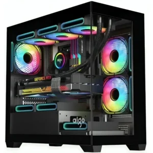 DarkFlash C218M Tempered Glass microATX Gaming Case, 3x ARGB Fans, Black