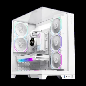 GameMax Infinity Pro WH ARGB Panoramic Tempered Glass Mid-Tower ATX Gaming PC Case - White