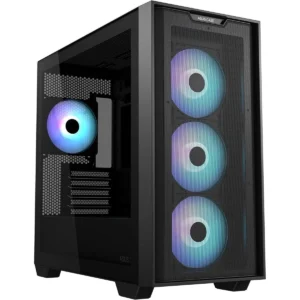 Asus A21 Plus TG ARGB Black microATX PC Case (Pre-Installed ARGB Fans, Mesh Front Panel, Compatible with Hidden Port Motherboards, 360mm Radiators, 380mm Graphics, Black)