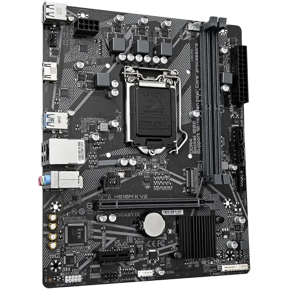 Gigabyte H510M K V2 Motherboard - Supports Intel Core 11th CPUs, up to 3200MHz DDR4 (OC), 1xPCIe 3.0 M.2, GbE LAN, USB 3.2 Gen 1 - Image 3