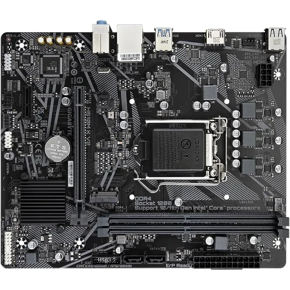 Gigabyte H510M K V2 Motherboard - Supports Intel Core 11th CPUs, up to 3200MHz DDR4 (OC), 1xPCIe 3.0 M.2, GbE LAN, USB 3.2 Gen 1 - Image 4