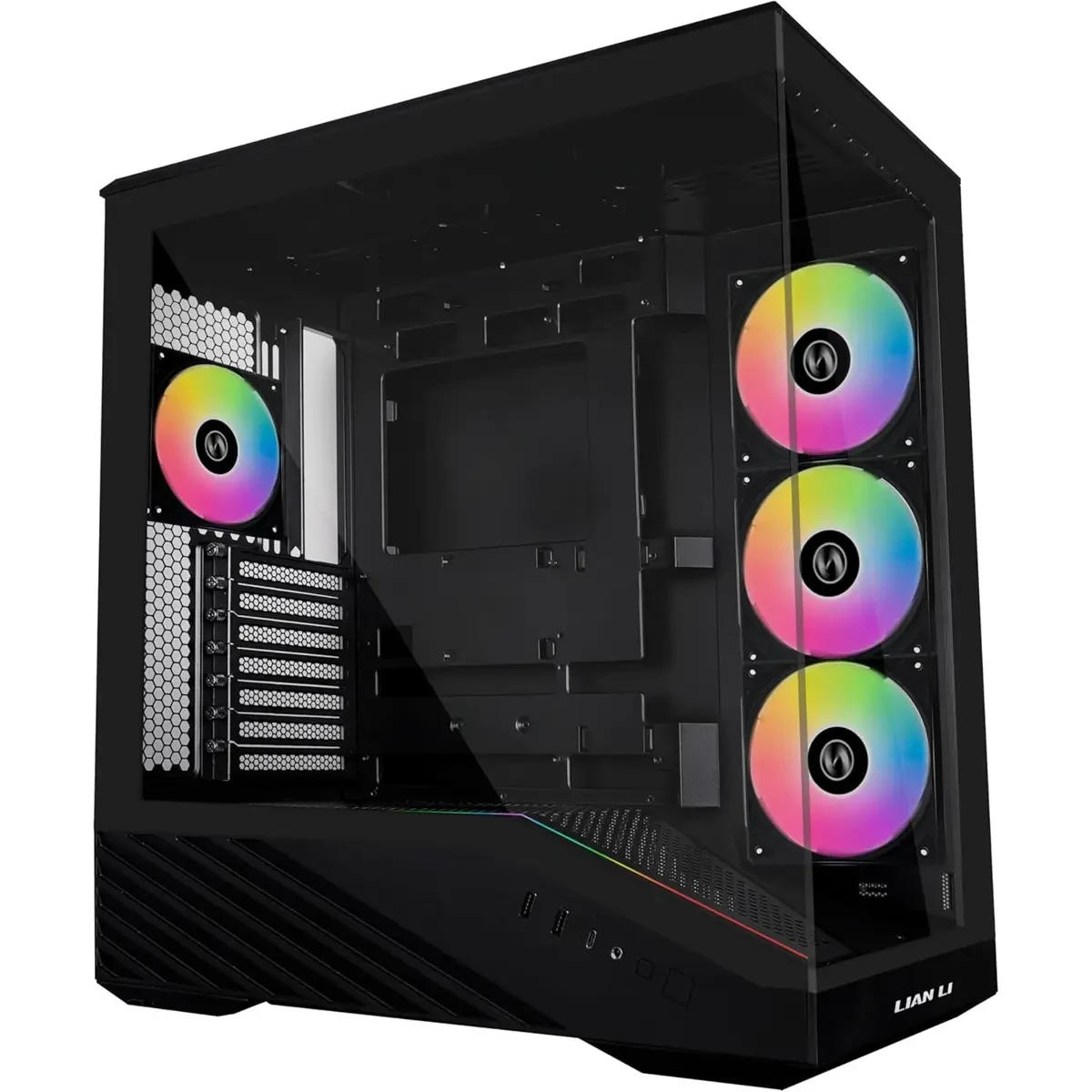 Lian Li Vector V100 ATX Mid-Tower PC Case, 4 x 120mm ARGB PWM Fans Pre-Installed, LED RGB Strip, Display Platform with Tempered Glass, Support 420mm GPUs, 360mm Radiator, Optimized Airflow - Black