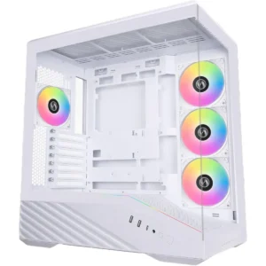 Lian Li Vector V100 ATX Mid-Tower PC Case, 4 x 120mm ARGB PWM Fans Pre-Installed, LED RGB Strip, Display Platform with Tempered Glass, Support 420mm GPUs, 360mm Radiator, Optimized Airflow - White