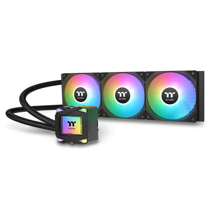 Thermaltake LA360 ARGB Sync AIO Liquid Cooler: Enhanced Radiator, 4-pin PWM and 3-pin ARGB ports, Copper Base in Large Size, Anti-Vibration Rubber Pads, Sync with Motherboard RGB Software - Black