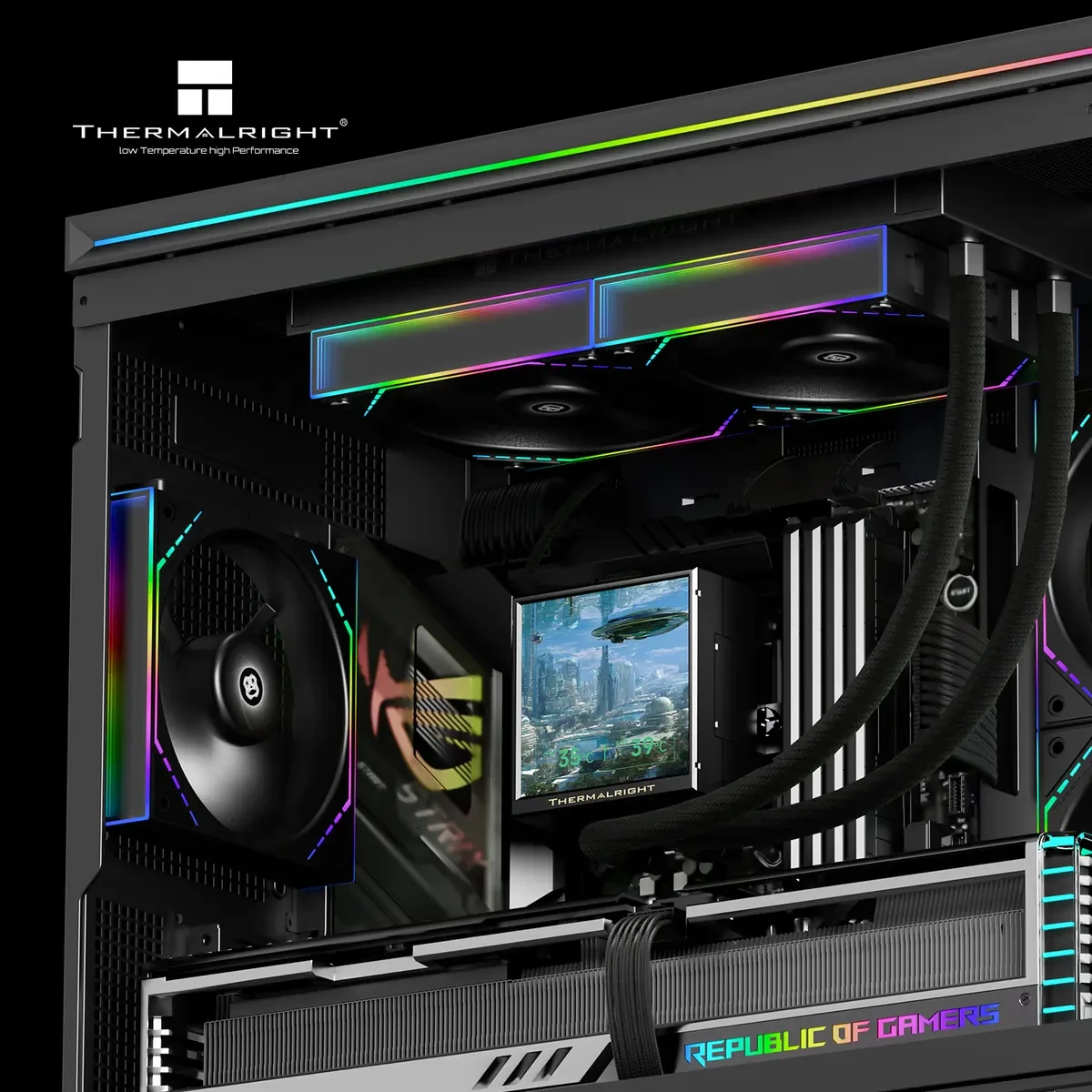 Thermalright Peerless Vision 240 ARGB Black AIO 240mm CPU Liquid Cooler - 3.95" LCD Square Screen, Wireless Splicing Fans - Image 6