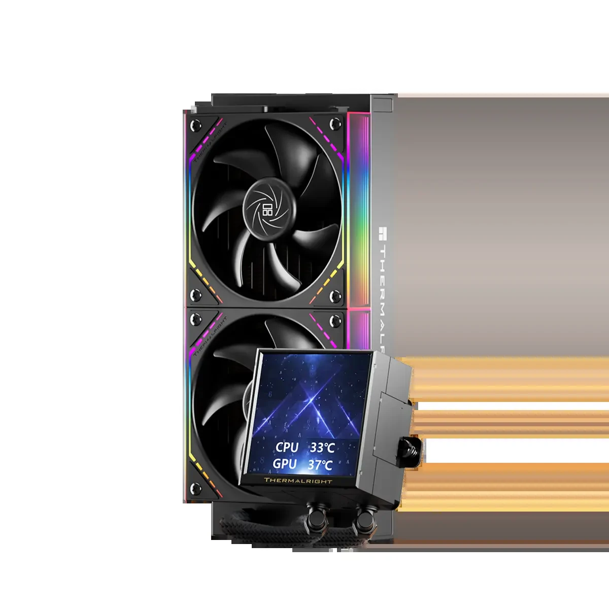 Thermalright Peerless Vision 240 ARGB Black AIO 240mm CPU Liquid Cooler - 3.95" LCD Square Screen, Wireless Splicing Fans