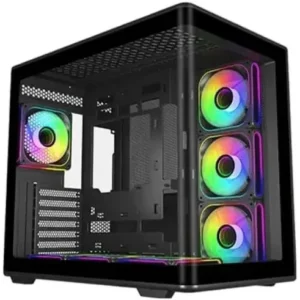 Cooler Master Elite 600 Mid-Tower Computer Case - 4x Pre-Installed Reverse ARGB Fans, Curved Glass Panel, Upto 360mm AIO Support, ATX Motherboard Support, Upto 425mm GPU, Type C Connector (Black)