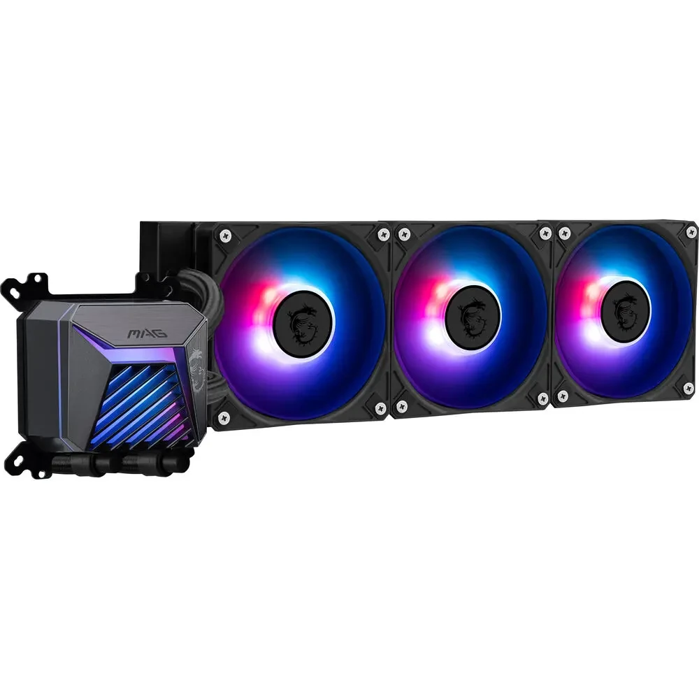 MSI MAG Coreliquid A15 360 AIO ARGB CPU Liquid Cooler - 360mm Radiator, Triple 120mm ARGB PWM Fans, Black - Image 3