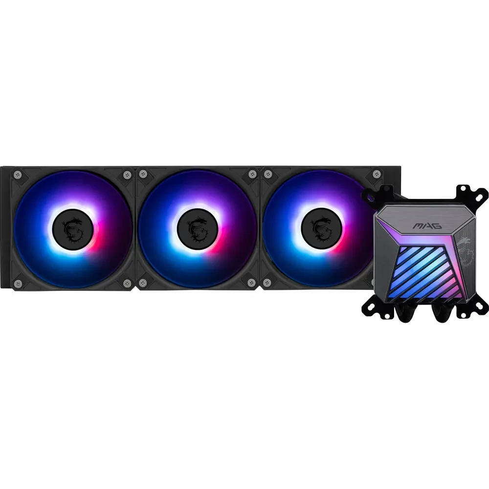 MSI MAG Coreliquid A15 360 AIO ARGB CPU Liquid Cooler - 360mm Radiator, Triple 120mm ARGB PWM Fans, Black
