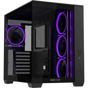 Asus A32 Plus TG ARGB Black Mid-Tower ATX Case – Tempered Glass, 4x Pre-installed ARGB Fans, Supports 360mm Radiator, USB 3.2 Gen 2 Type-C, 420mm GPU
