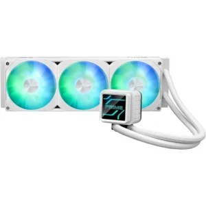 Asus Prime LC 360 ARGB White Edition All-in-One CPU Liquid Cooler with CPU Contact Zone and Finned Channels, Water Block with Infinite Mirror Lenses and ARGB Fans