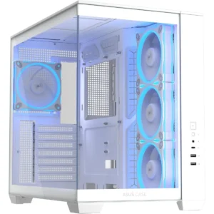 Asus A32 Plus TG ARGB White Mid-Tower ATX Case – Tempered Glass, 4x Pre-installed ARGB Fans, Supports 360mm Radiator, USB 3.2 Gen 2 Type-C, 420mm GPU
