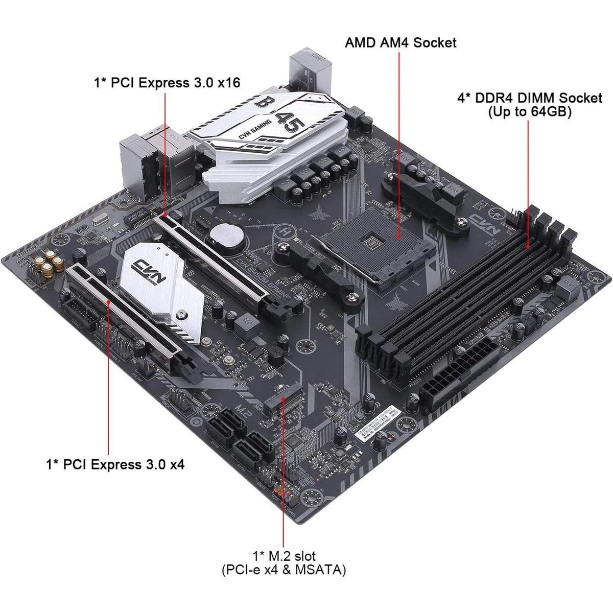 Colorful CVN B450M Gaming V14 Micro ATX Motherboard (AMD Ryzen AM4, Dual Channel DDR4, M.2 Slots, USB 3.1 Gen, PCIe 3.0, HMDI/DVI, SATA 6Gb/s, Computer Motherboard) - Image 3