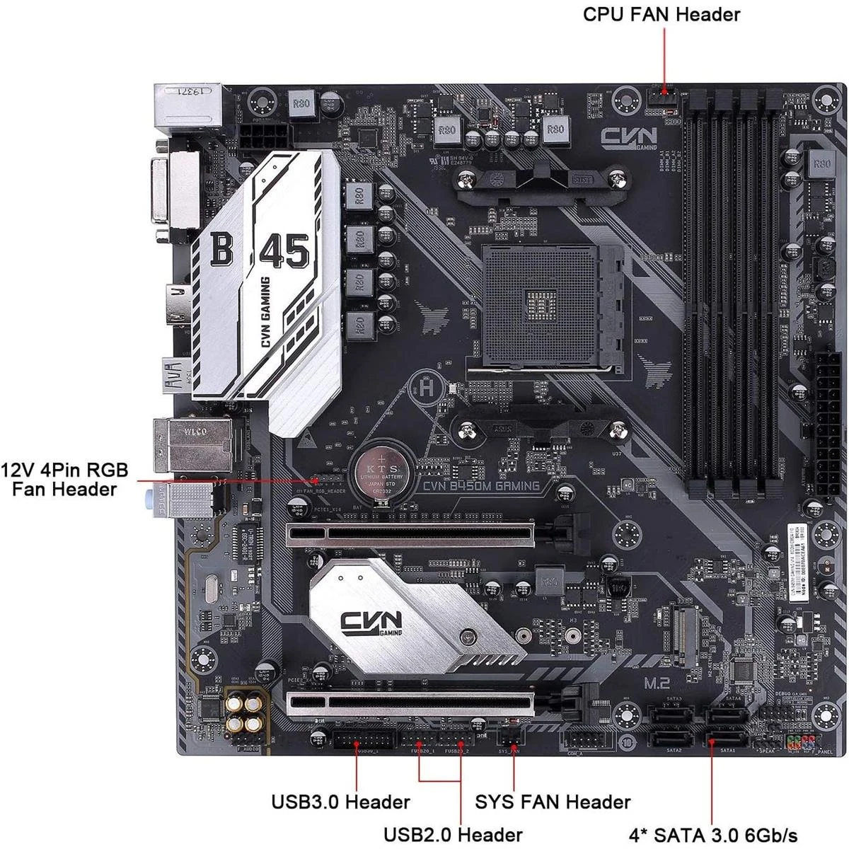 Colorful CVN B450M Gaming V14 Micro ATX Motherboard (AMD Ryzen AM4, Dual Channel DDR4, M.2 Slots, USB 3.1 Gen, PCIe 3.0, HMDI/DVI, SATA 6Gb/s, Computer Motherboard) - Image 4