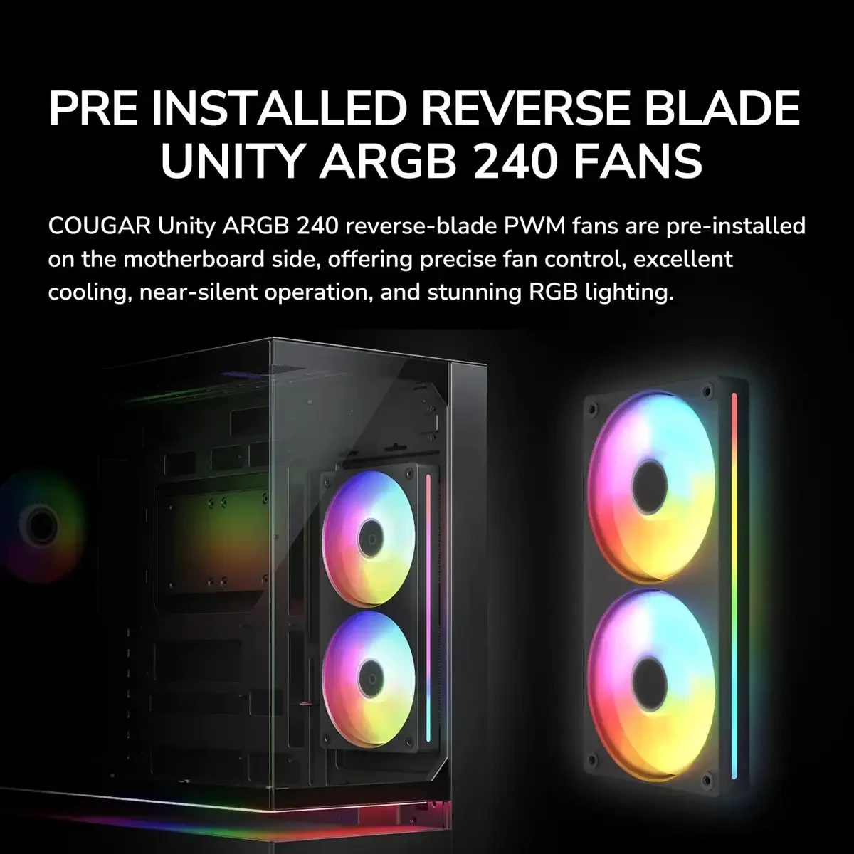 Cougar CFV235 RGB Free-Floating Mid-Tower ATX Gaming Case - Black - Image 3