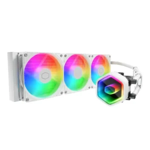 Cooler Master MasterLiquid 360 Core II White CPU Liquid Cooler, Dual Chamber Pump, Customizable aRGB Lighting, Maintenance-Free, Quiet Operation, Easy Install