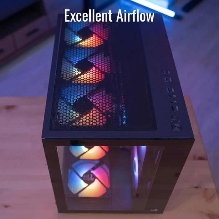 AeroCool Dryft ARGB Tempered Glass Mid-Tower ATX Case - Black - Image 4